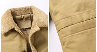 Vestes d'hiver pour hommes Parka en peluche Manteaux cargo kaki Veste d'extérieur décontractée doublée en polaire