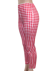 Calças Skinny de Cintura Alta com Estampa Xadrez Vintage e Renda, Moda de Verão 2027 para Mulheres, Leggings Cropped Sexy Y2K para Praia e Streetwear - Product Image 4
