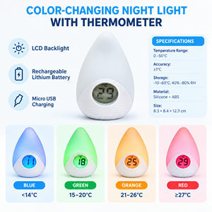 Termómetro Higrómetro Digital para Habitación, Lámpara de Temperatura que Cambia de Color para Uso en Habitación de Bebé - Product Image 1