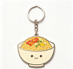 Enamel Bowl of Noodles Key Chain Metal <b>Keyring</b> Food <b>Charm</b> Gift Souvenir - Product Image 4