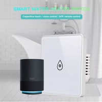 Glomarket untuk Tombol Sentuh Kaca Pintar WiFi Zigbee ABS 20A 250V Kontrol Suara Alexa Standar EU Saklar Boiler & Pemanas Air