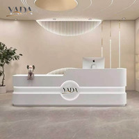 Meilleur vendeur, style moderne, comptoir de réception personnalisé pour salon de beauté, salon de manucure, salle de sport, en bois, design circulaire, petite table de réception