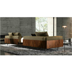 أريكة إيطالية كلاسيكية أنيقة أطول بجلد المفروشات وأريكة من الخشب وحدات أثاث غرفة المعيشة صالة كراسي داخلية - Product Image 4