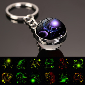 Moda luminosa <span class=keywords><strong>horóscopo</strong></span> bola de cristal colgante que brilla en la oscuridad 12 signo <span class=keywords><strong>del</strong></span> zodiaco llavero para Mujeres Hombres - Product Image 1