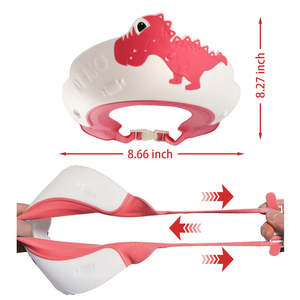 Casque de <span class=keywords><strong>douche</strong></span> bébé dinosaure réglable, protection pour le lavage des cheveux des tout-petits, chapeau de bain imperméable avec protection des oreilles - Product Image 2