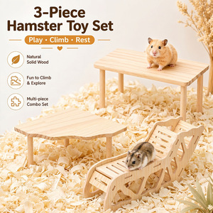Nido de madera para hámster con diseño de rama floral y tubo, ideal como mueble y juguete relajante, con espacio de huida en el segundo piso, para hámsteres Golden Bear. - Product Image 3