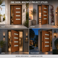 Porte d'entrée pivotante simple en aluminium et bois massif de luxe sur mesure pour maison, villa, résidence