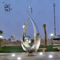 BLVE extérieur grande taille décoration Art moderne métal poli Sculpture en acier inoxydable paysage Sculpture