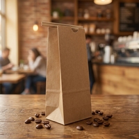 Sac en papier kraft à fond plat de qualité alimentaire pour boulangerie avec fenêtre et fermeture à boucle, sac en papier pour café SOS