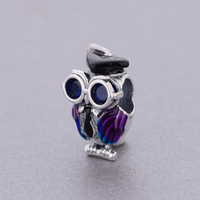 Breloques Pan Charms couleur argent, perles hibou filigrané intelligent avec lunettes, compatibles avec bracelet original, bijoux de remise de diplôme, Ne jamais abandonner, Berluque