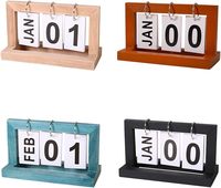 Woodenpage turningcalendar retrosimpledailycalendarfoldablepageturning rétro style calendarforhomeoffice table à manger décoration