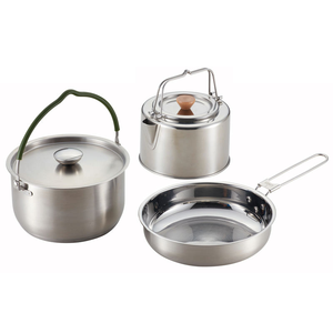 กาต้มน้ำพับได้แบบเย็นมือ 4 ชิ้น ความจุ 1.2 ลิตร ทำจากสแตนเลสสตีลน้ำหนักเบา สำหรับตั้งแคมป์และทำอาหารสำหรับครอบครัว - Product Image 1