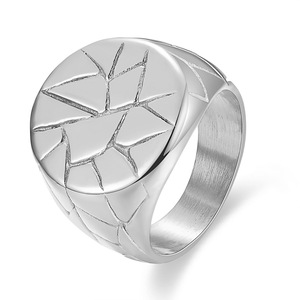 Bague large à motif géométrique 21MM en acier inoxydable, bijoux de mode unisexe, cadeau - Product Image 4