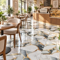 Carreaux de sol 60x60 en porcelaine polie effet marbre onyx brillant de luxe