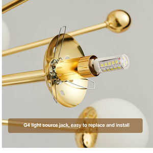 <span class=keywords><strong>Lampadario</strong></span> Nordico Moderno in Ottone e Vetro <span class=keywords><strong>con</strong></span> Finitura Dorata, LED ad Alta Luminosità 3000K Luce Calda per Camera da Letto e Soggiorno - Product Image 3