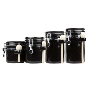 <span class=keywords><strong>Pot</strong></span> de cuisine émaillé bleu <span class=keywords><strong>pot</strong></span> de stockage d'aliments en céramique avec couvercles couvre bienvenue personnalisé - Product Image 3