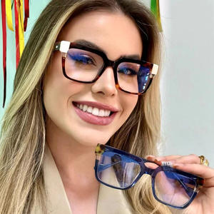 Los mejores marcos ópticos TR90 para mujeres y niñas, corte azul, marrón, Floral, cuadrado, Beige, bisagra de Metal, gafas, estilo de ordenador a la moda - Product Image 1