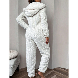 Tuta <span class=keywords><strong>Pigiama</strong></span> in Morbido Pile Corallo Caldo per <span class=keywords><strong>Donna</strong></span> Nuovo Stile Autunno e Inverno <span class=keywords><strong>con</strong></span> <span class=keywords><strong>Cappuccio</strong></span> Soffice per Casa - Product Image 3