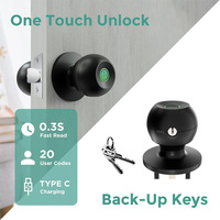 Poignée de Porte Intelligente à Empreinte Digitale, Serrure Connectée avec Contrôle par Application Bluetooth pour la Maison