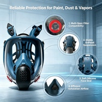 Masque respiratoire intégral en silicone liquide à large champ de vision, construction durable, double filtre réutilisable pour le traitement chimique et la peinture