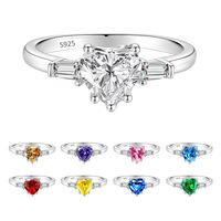 Bague de Fiançailles Solitaire en Argent S925 avec Moissanite Cœur Symbole d'Amour Éternel Couleur D