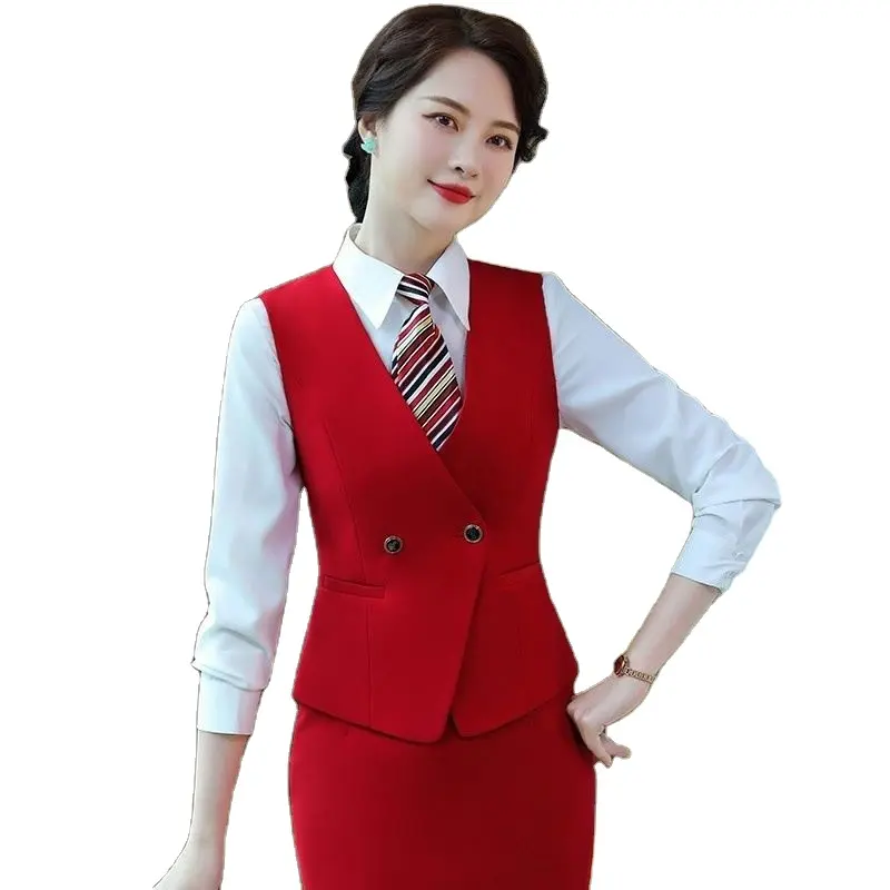 Desain Seragam Kantor Pantsuits dengan Jaket Dan Celana untuk Kantor Wanita Kantor Jas Blazer Biasa Pola Padat V-neck