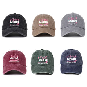 Vente en gros Casquette de baseball non structurée Chapeau de soleil en denim délavé à 6 panneaux avec logo «Girls Weekend» Style sportif pour cadeaux de vacances - Product Image 1