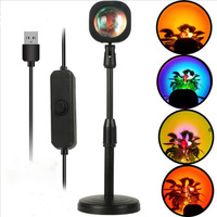 Projecteur LED USB rotatif réglable arc-en-ciel pour photographie d'ambiance, décoration de fête d'anniversaire, lumière d'ambiance, lampe de coucher de soleil 16 couleurs
