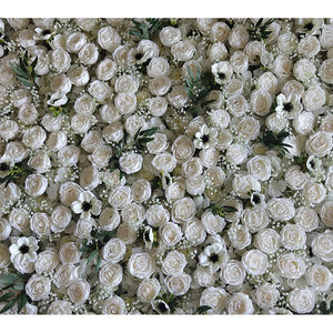 Customizable 3D Fabric Wedding <b>Flower</b> Wall Backdrop 8ft X 8ft Mixed <b>Flowers</b> White Rose Handmade Eco-Friendly <b>Artificial</b> <b>Flower</b> - Product Image 5