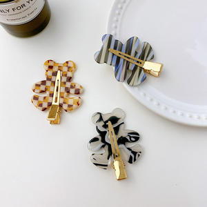 QianJin sıcak satış kore sevimli saç klipleri asetat karikatür ayı tokalar hiçbir kırışık saç klipleri - Product Image 3