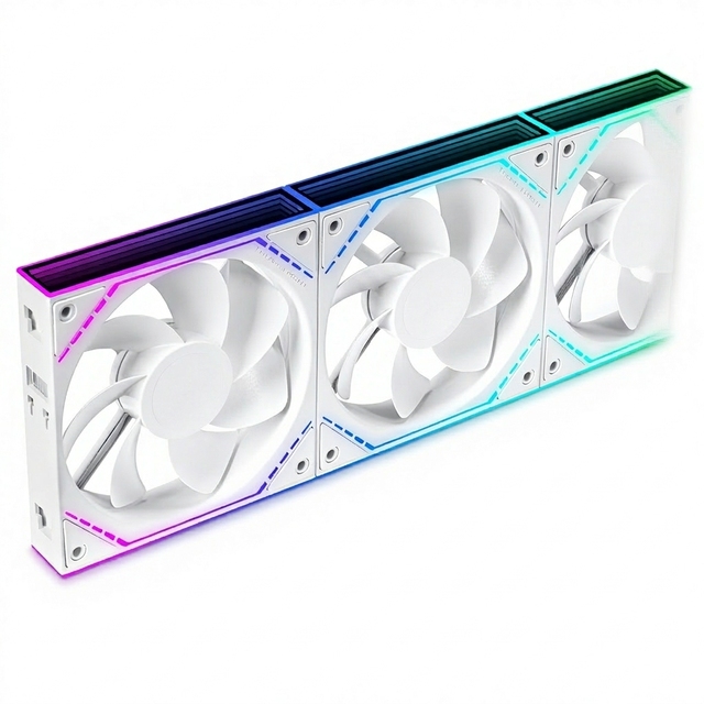 DC Cooling Fan X3 120mm 4-Pin PWM ARGB 3-Pack 1500RPM Daisy-Chain Infinity Mirror White for CPU Computer Case Fans