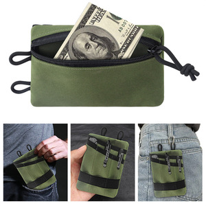 Organisateur de pièces de monnaie et de cartes d'extérieur, sac de taille en tissu Oxford vert militaire avec poche zippée pour un usage quotidien - Product Image 1