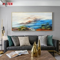 Peinture à l'huile abstraite de paysage de montagne moderne Base de toile murale horizontale dessinée à la main pour intérieur moderne décoratif