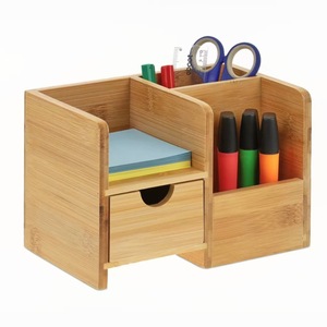 Solid Wood Bamboo Desktop Organizer Rectangle Standing Type Office Storage Box For <b>Study</b> <b>Desk</b> Bedroom Living Room - Product Image 2