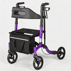 Déambulateur <span class=keywords><strong>pliable</strong></span> avec siège pour les voyages, pliage en une seconde, 17,6 lb, roues tout-terrain de 8 pouces, déambulateur roulant pour personnes âgées, capacité de charge de 350 lb - Product Image 1