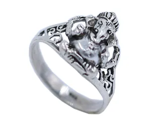 Lord Ganesha Design Silver Ring 925 Sterling Silver Gemstone Mother Father Gift Ring Wholesaler Indian Gift Jewellery