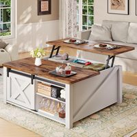 Mesa de Centro Moderna con Almacenamiento, Estantes y Cajones Personalizables, Muebles Ecológicos para Sala de Estar