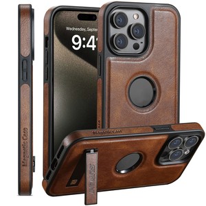 Venta al por mayor de la caja del teléfono TPU PC hueco de carga inalámbrica a prueba de golpes contraportada para el iPhone 16 15 14 13 12 con soporte - Product Image 1
