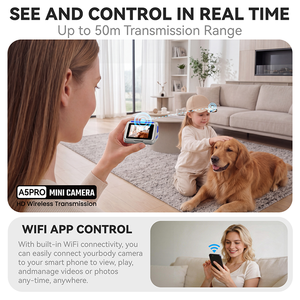 Mini Cámara WiFi <span class=keywords><strong>2</strong></span>.4G con Control por Aplicación, Pantalla de 1.47 Pulgadas, Cámara de Video Portátil para Ciclismo, Patinaje, Cámara de Acción Vestible - Product Image 5