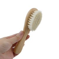 Brosse à cheveux pour bébé de qualité supérieure avec poils de chèvre super doux en bois naturel idéal pour les tout-petits nouveau-nés Berceau Cap Clean Paddle Hairbrush