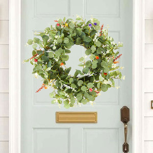 Guirlande et couronne de fleurs artificielles minimalistes de haute qualité pour la décoration murale, de portes, de fêtes et de remises de diplômes - Product Image 2