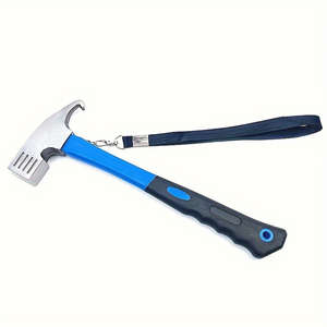 <b>Camping</b> Hammer Heavy Duty with Tent Stake Remover 12.6" Steel Tent Hammer - Rubber Covered Handle Tent <b>Mallet</b> with Holding Strap - Product Image 1