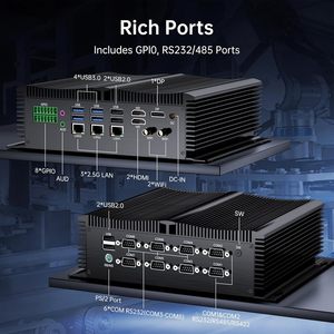 มินิพีซีอุตสาหกรรมไร้พัดลม Partaker รุ่น I7 1355U I5 1335U 3x2.5G LAN 2xDDR5 PCIe4.0 8xCOM GPIO ไฟร์วอลล์ NAS คอมพิวเตอร์ I6 ทนทาน ฝังตัวในตัว - Product Image 6