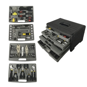 Boîte à outils portable à 4 tiroirs, 99 pièces, personnalisable, en acier au carbone, pour petites pièces, à manivelle, prise en charge par le fabricant - Product Image 1