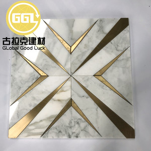 Pietra in ottone marmo intarsio piastrelle a getto d'acqua <span class=keywords><strong>mosaico</strong></span> <span class=keywords><strong>per</strong></span> la cucina backsplash - Product Image 2