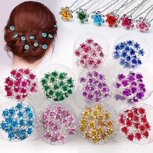 Commercio all'ingrosso fiore di rosa a forma di U tornante perla elegante forcine per capelli accessori per gioielli per capelli per le donne forcine per ornamenti per la testa di nozze