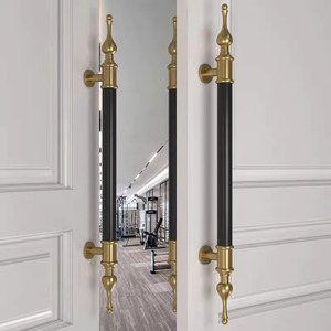 Poignée de porte principale d'hôtel et de villa, robuste, finition noir et or, pour porte en verre et bois, pour grande entrée, quincaillerie architecturale - Product Image 2
