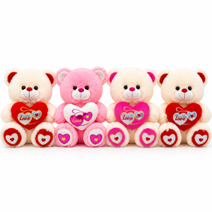 ตุ๊กตาหมีสีขาวขนนุ่มสำหรับวันวาเลนไทน์ ขายส่งจากโรงงานโดยตรง พร้อมหัวใจสีทองและรายละเอียดประกายวิบวับ รับผลิตแบบ OEM ODM - Product Image 1