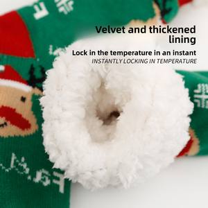 Automne <span class=keywords><strong>hiver</strong></span> femmes épaissi doublé polaire chaussettes de noël tricoté dessin animé sol sommeil tapis maternité chaussettes neige chaussettes - Product Image 3