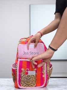 Sac à dos imprimé à la main motif tigre, 100 % coton matelassé, sacoche pour ordinateur portable, sac de transport élégant pour le quotidien avec sacs de sport confortables - Product Image 6